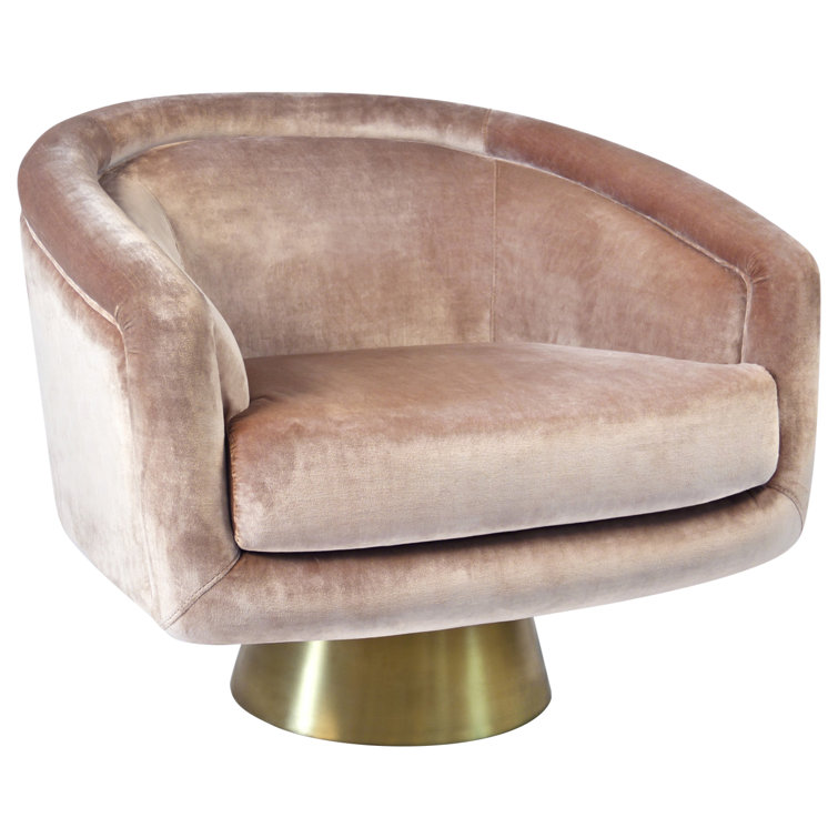 Como Champagne Velvet Swivel Barrel Chair