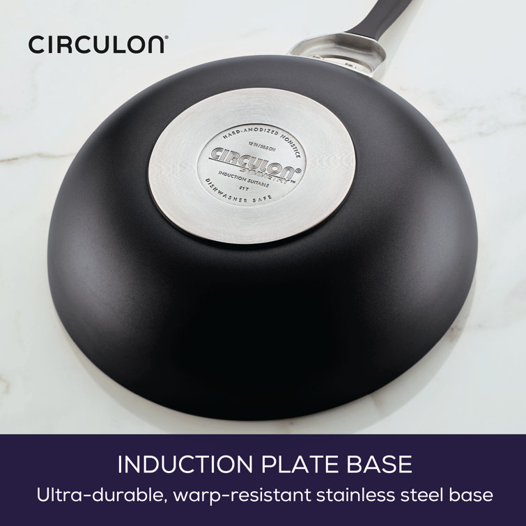 Circulon Symmetry 12" Black Hard-Anodized Nonstick Pan with Lid