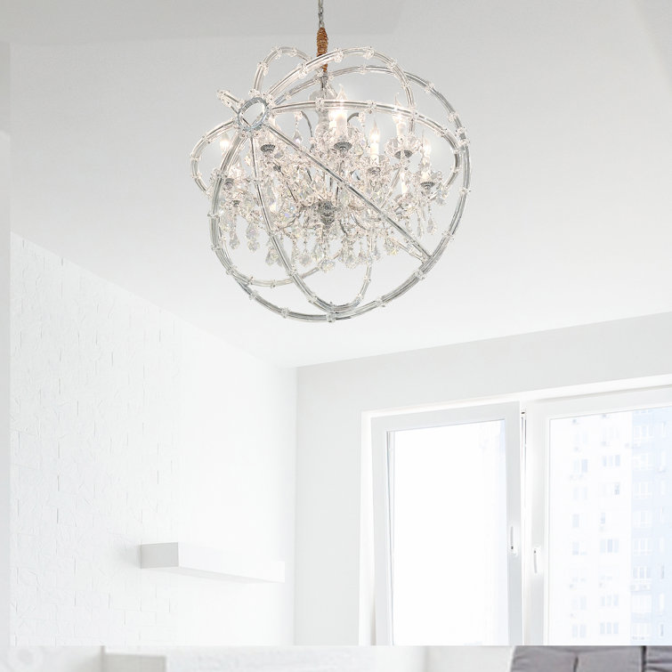 Pena Luxe Crystal Globe 15-Light Contemporary Chandelier