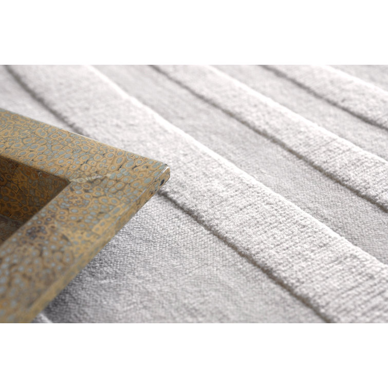 Light Silver Geometric Handmade Wool 8' x 10' Area Rug