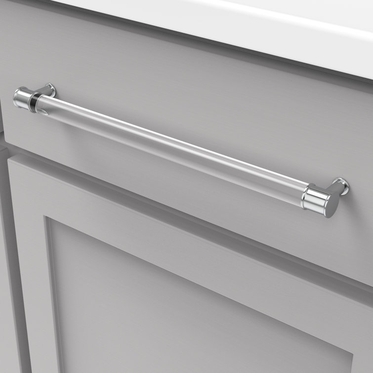12-Inch Chrome and Clear Acrylic Modern Bar Handle