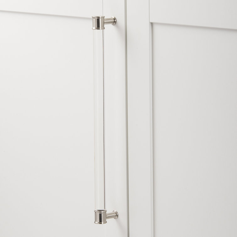 12" Satin Nickel and Clear Acrylic Bar Cabinet Pull