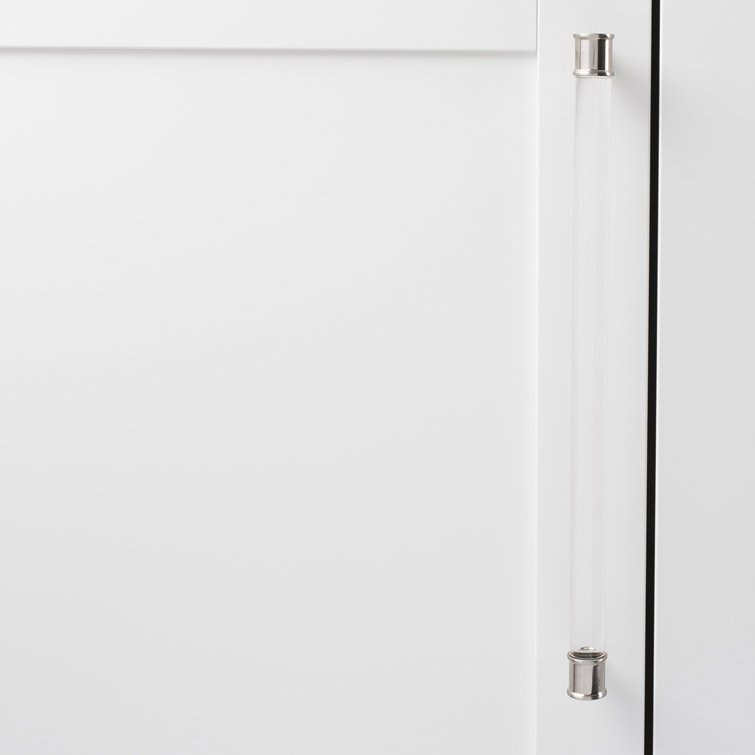 12" Satin Nickel and Clear Acrylic Bar Cabinet Pull