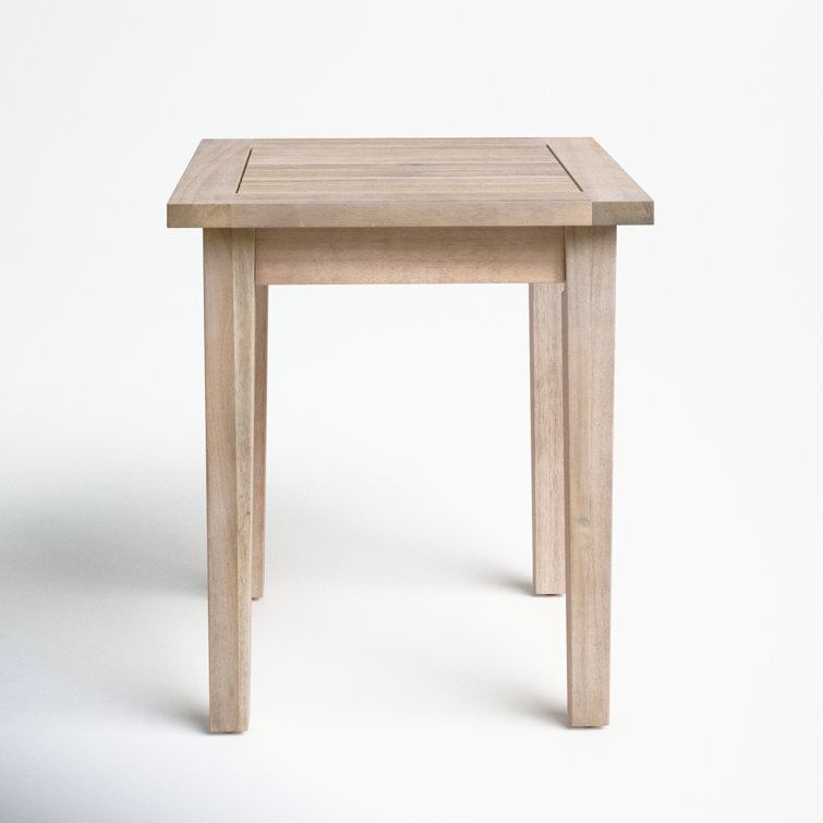 Natural Acacia Wood Outdoor Side Table with Slatted Top