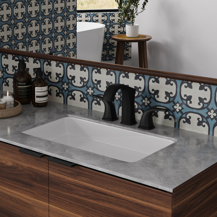 Matte Black Widespread Double Handle Bathroom Faucet Set