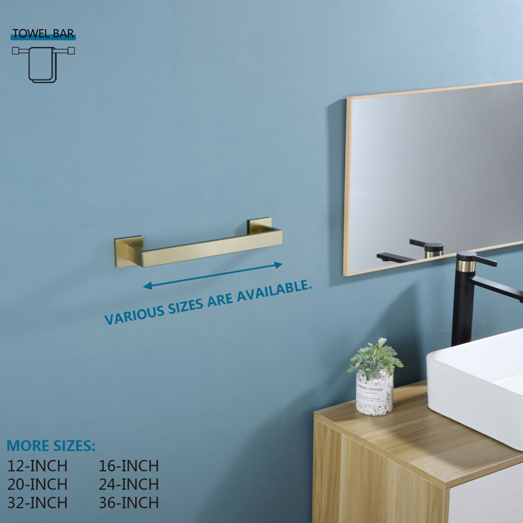 Brushed Gold Stainless Steel 12" Wall Mounted Towel Bar
