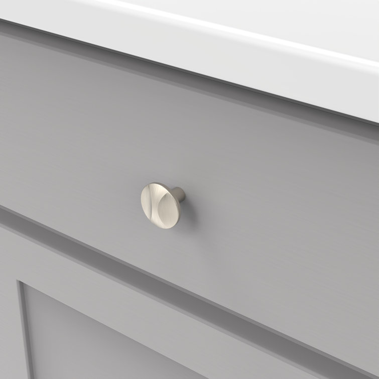 Satin Nickel Round Cabinet Knob with Mounting Hardware