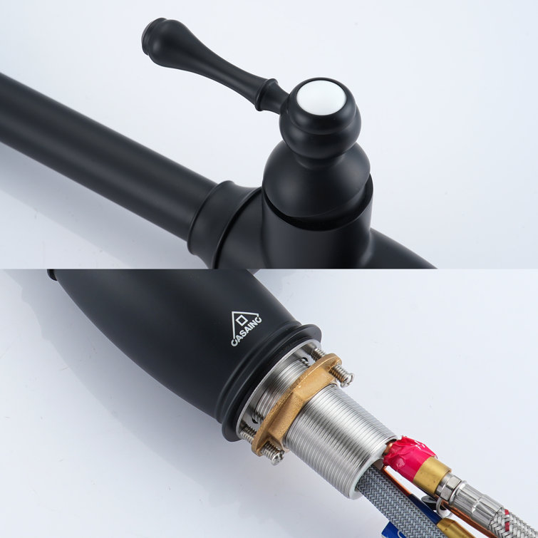 Matte Black Single-Handle Spring Pull-Down Kitchen Faucet