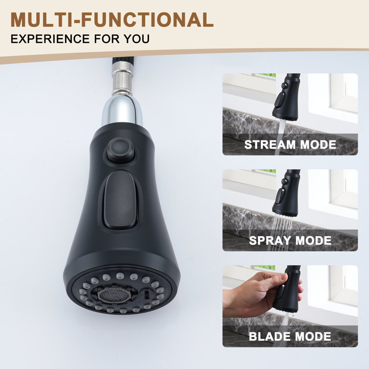 Matte Black Pull-Down Kitchen Faucet with Digital Display
