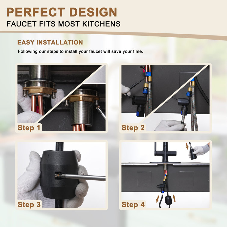 Matte Black Pull-Down Kitchen Faucet with Digital Display
