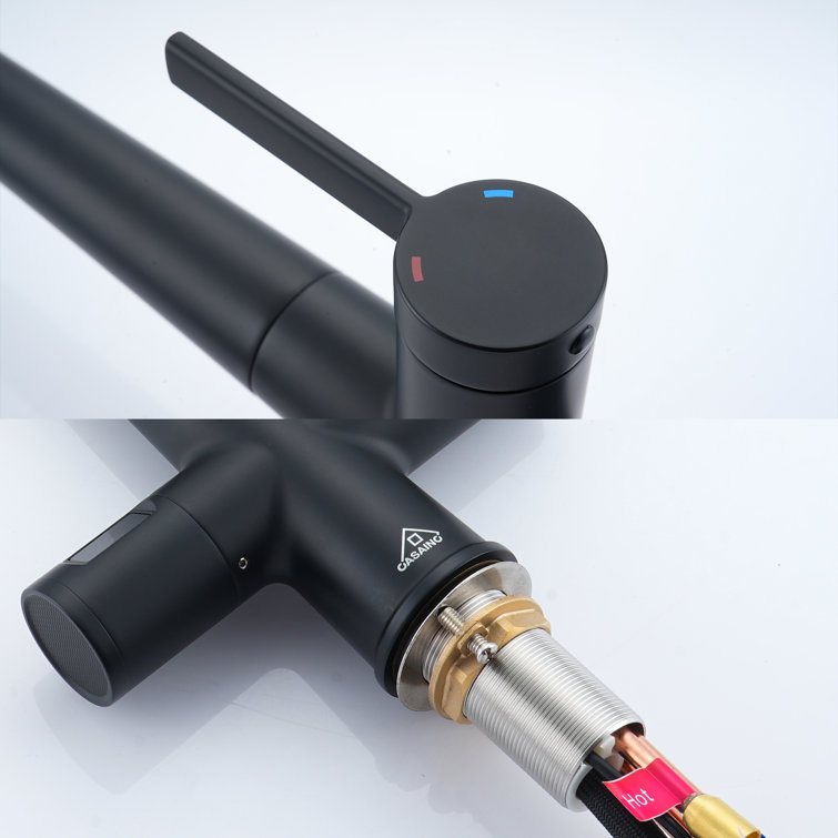 Matte Black Pull-Down Kitchen Faucet with Digital Display