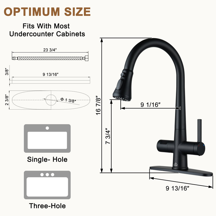 Matte Black Pull-Down Kitchen Faucet with Digital Display