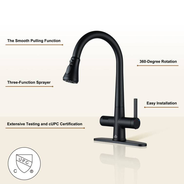 Matte Black Pull-Down Kitchen Faucet with Digital Display