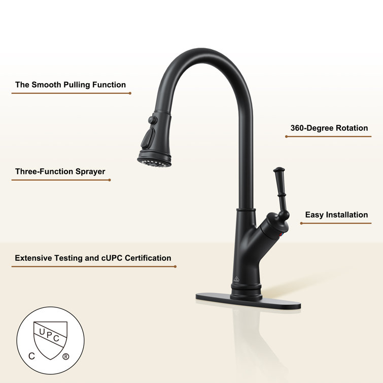 Matte Black Single Handle Pull Down Kitchen Faucet