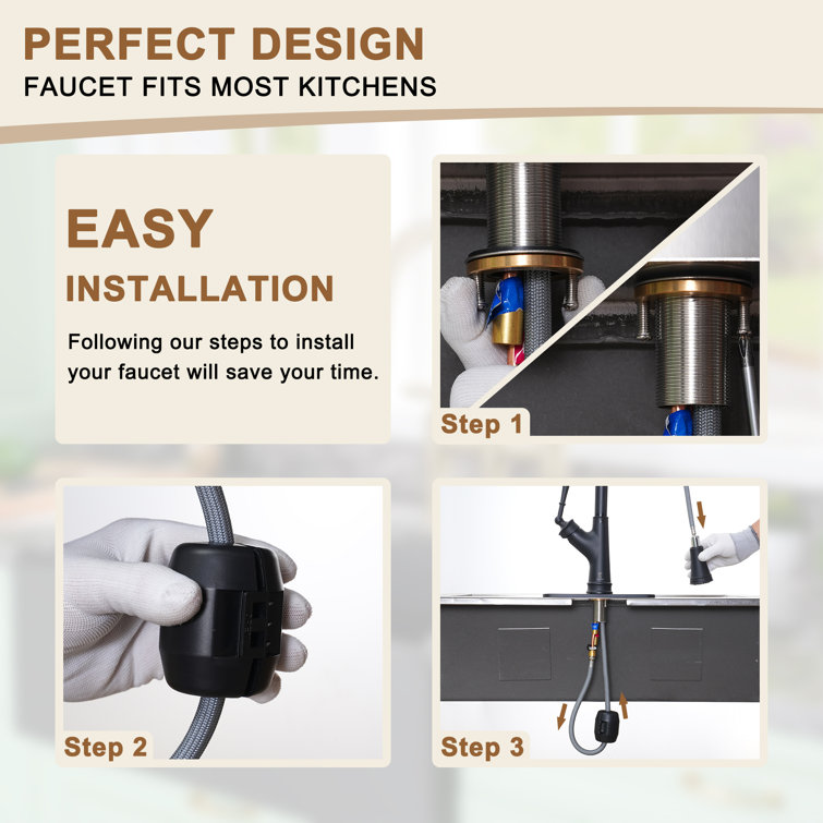 Matte Black Single Handle Pull Down Kitchen Faucet