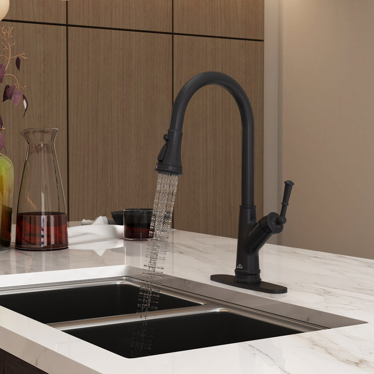 Matte Black Single Handle Pull Down Kitchen Faucet