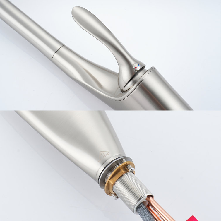 Brushed Nickel Pull-Down Kitchen Faucet with Deck Plate
