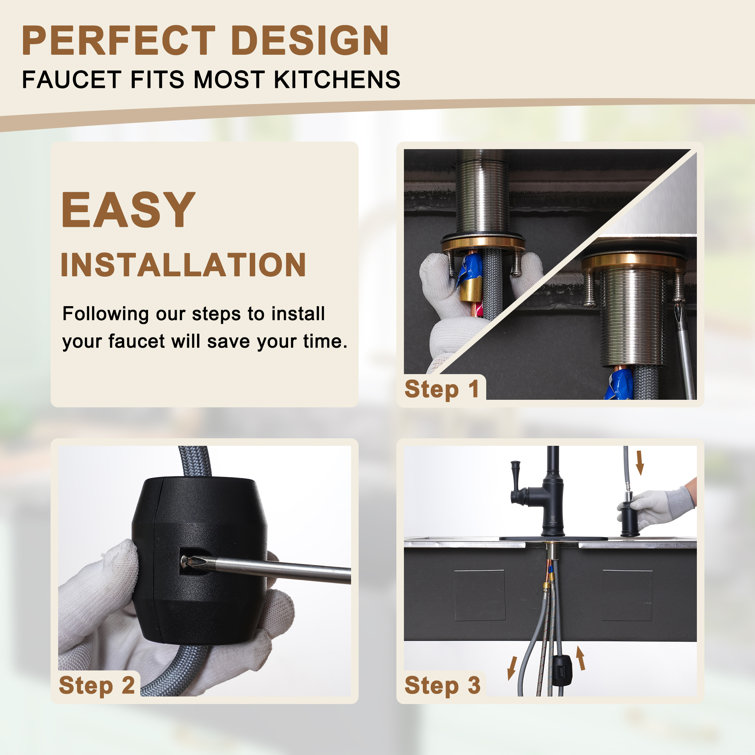 Matte Black Stainless Steel Pull-Out Kitchen Faucet
