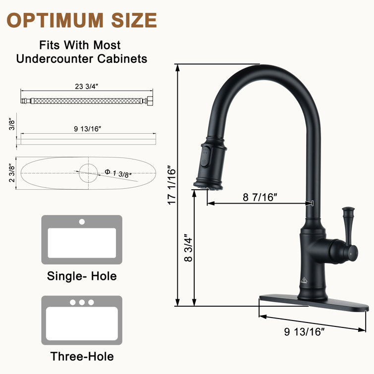 Matte Black Stainless Steel Pull-Out Kitchen Faucet