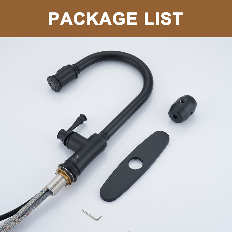 Matte Black Stainless Steel Pull-Out Kitchen Faucet