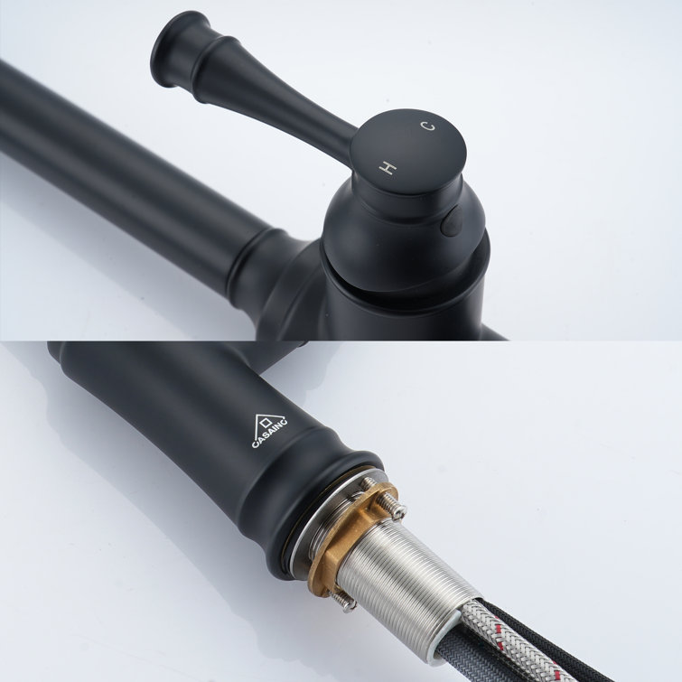 Matte Black Stainless Steel Pull-Out Kitchen Faucet