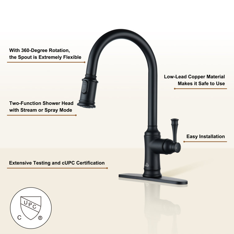 Matte Black Stainless Steel Pull-Out Kitchen Faucet
