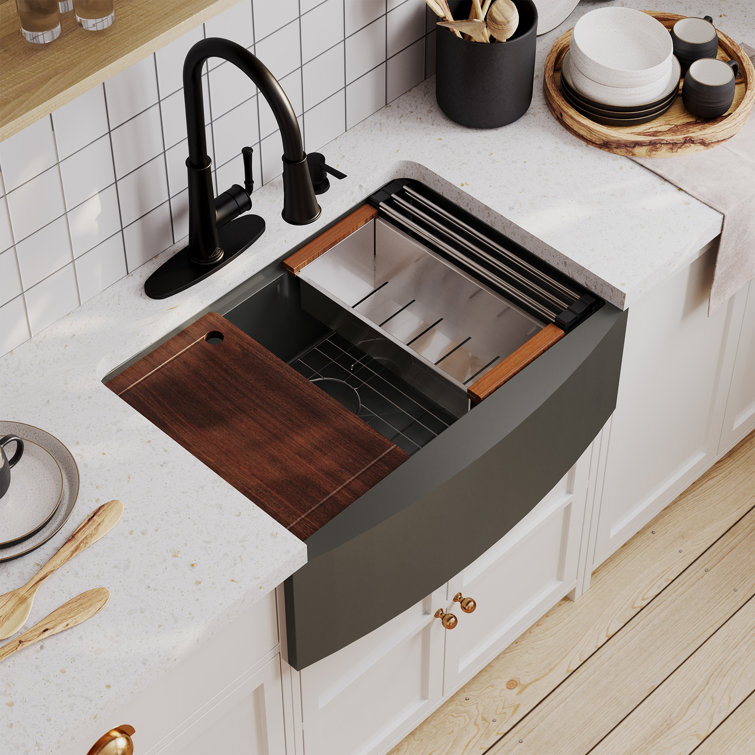 30'' Single Bowl Stainless Steel Farmhouse Kitchen Sink with Accessories