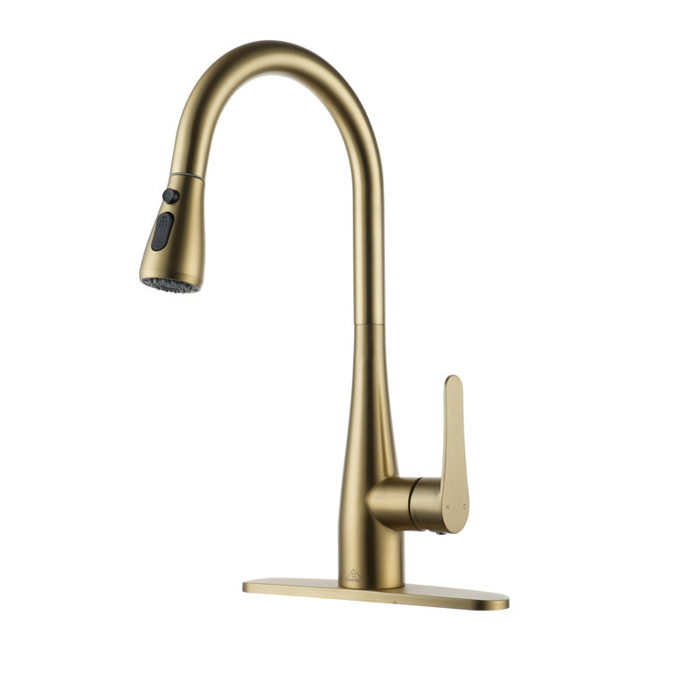 Brushed Gold Stainless Steel Pull-Out Spray Kitchen Faucet