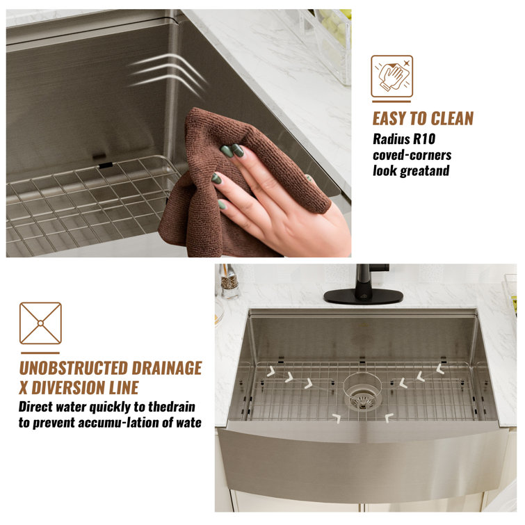 30'' Stainless Steel Farmhouse Single Bowl Kitchen Sink with Accessories