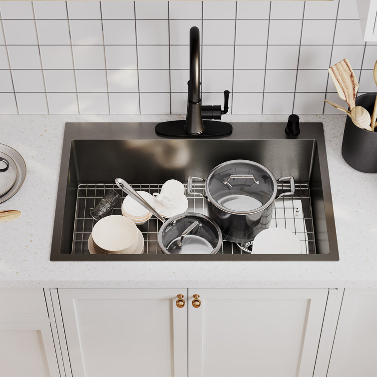 33" Gunmetal Black Stainless Steel Farmhouse Kitchen Sink