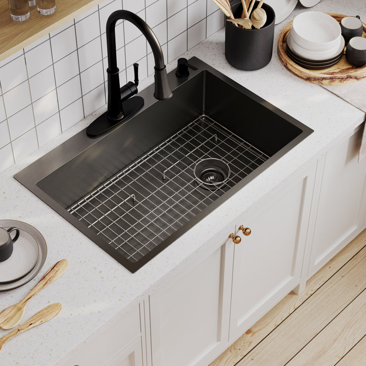33" Gunmetal Black Stainless Steel Farmhouse Kitchen Sink