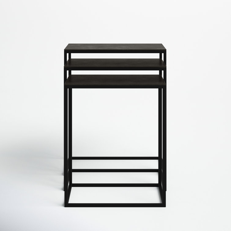 Coreene Contemporary Black & Brown Iron Nesting Tables (Set of 3)