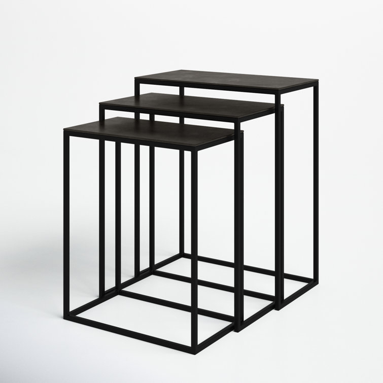Coreene Contemporary Black & Brown Iron Nesting Tables (Set of 3)