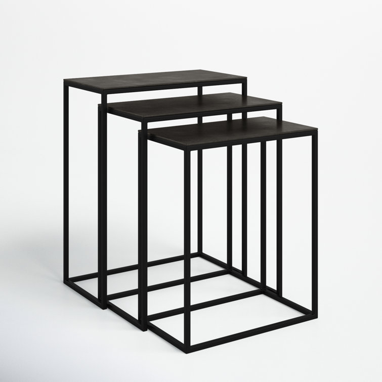 Coreene Contemporary Black & Brown Iron Nesting Tables (Set of 3)