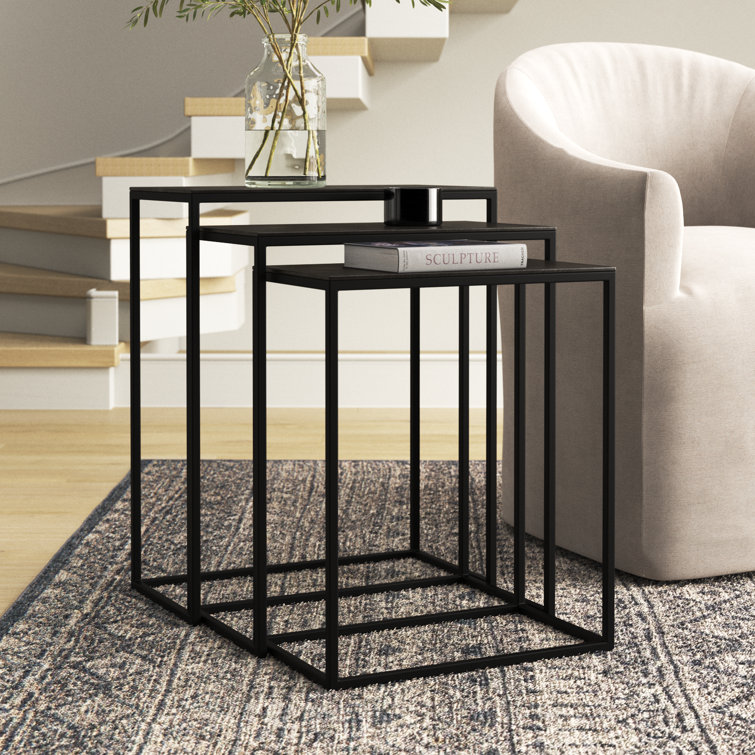 Coreene Contemporary Black & Brown Iron Nesting Tables (Set of 3)