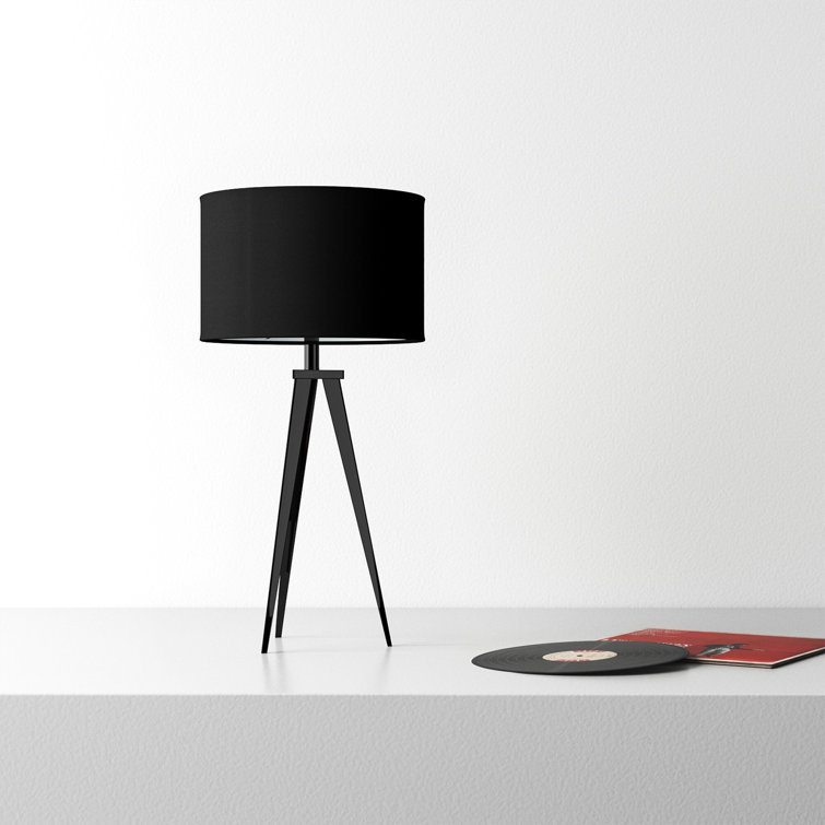 Black Metal Tripod Table Lamp with Drum Shade