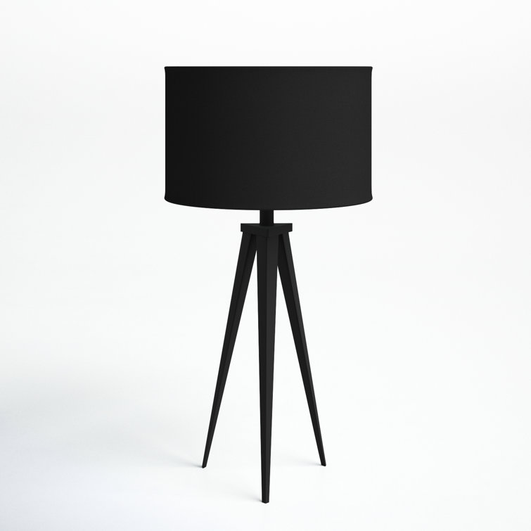 Black Metal Tripod Table Lamp with Drum Shade