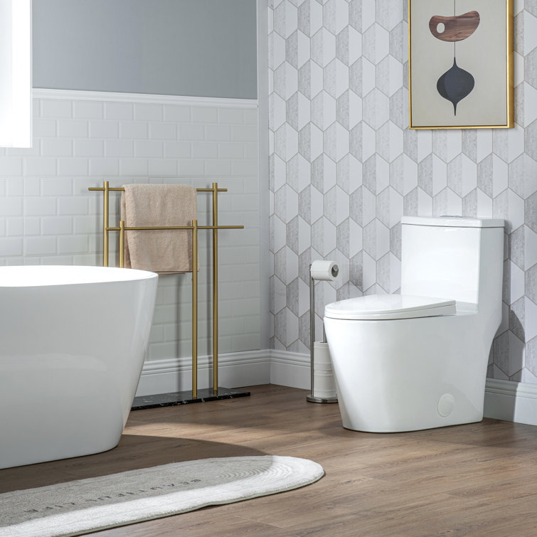 White Ceramic Dual-Flush Elongated One-Piece Toilet with Comfort Seat