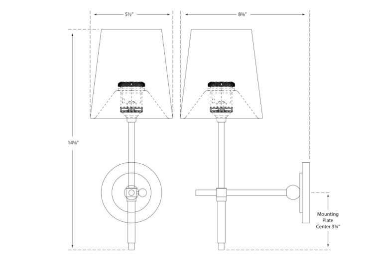 Elegant Outdoor Direct Wired Nickel Wallchiere, 14.5" Height