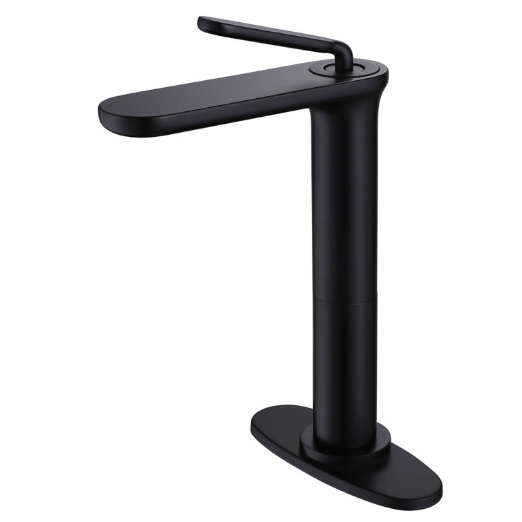 Matte Black Tall Single Handle Brass Vessel Sink Faucet