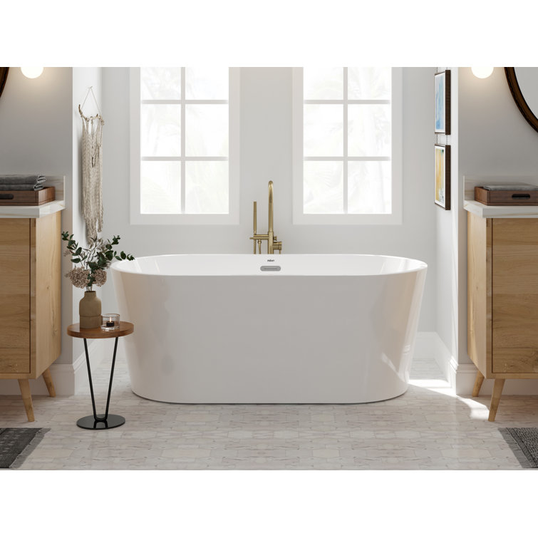 Shangri-La 59" Glossy White Acrylic Freestanding Bathtub