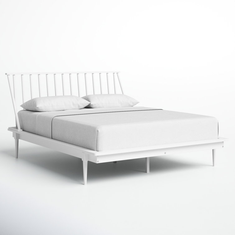 Elegant Queen Pine Spindle Bed with Headboard and Storage Drawer