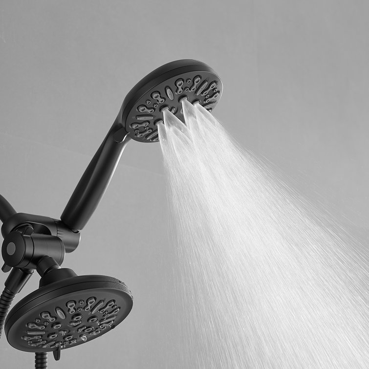 Matte Black Dual Head Wall Mounted Shower System with Stainless Steel Hose