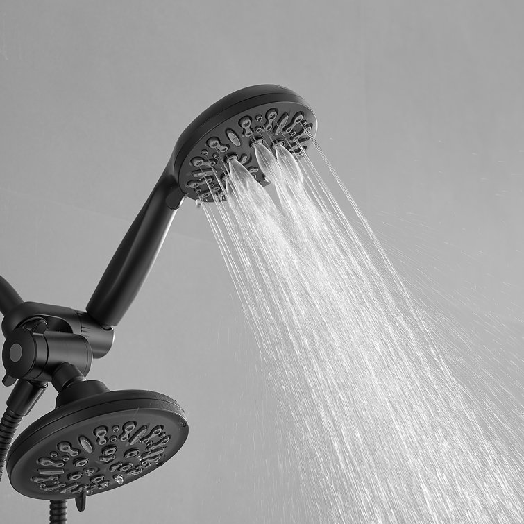 Matte Black Dual Head Wall Mounted Shower System with Stainless Steel Hose