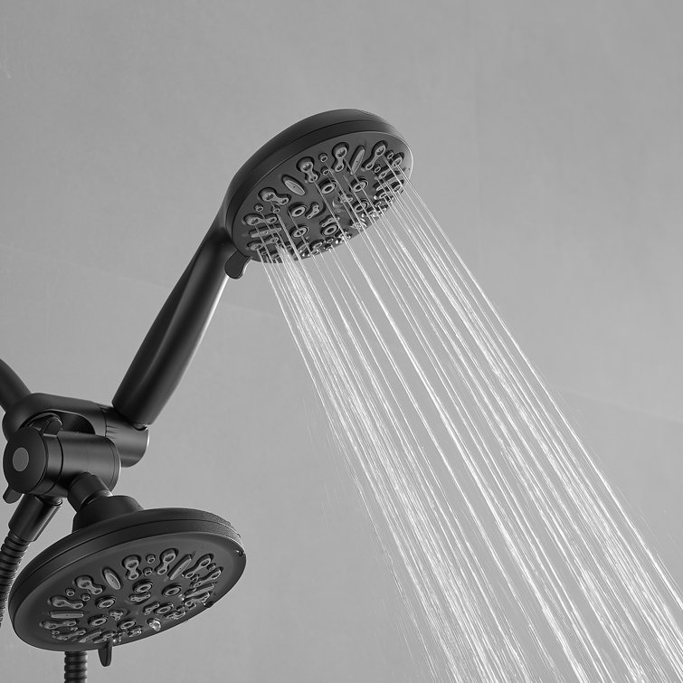 Matte Black Dual Head Wall Mounted Shower System with Stainless Steel Hose