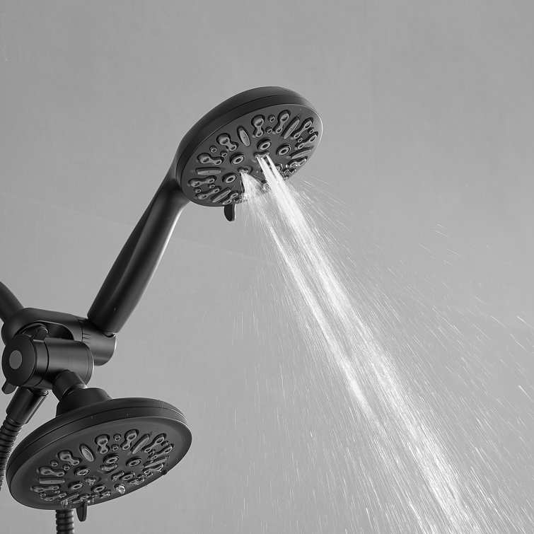 Matte Black Dual Head Wall Mounted Shower System with Stainless Steel Hose