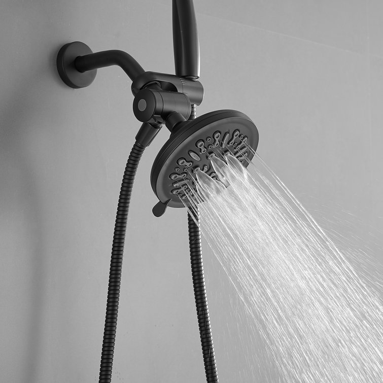 Matte Black Dual Head Wall Mounted Shower System with Stainless Steel Hose
