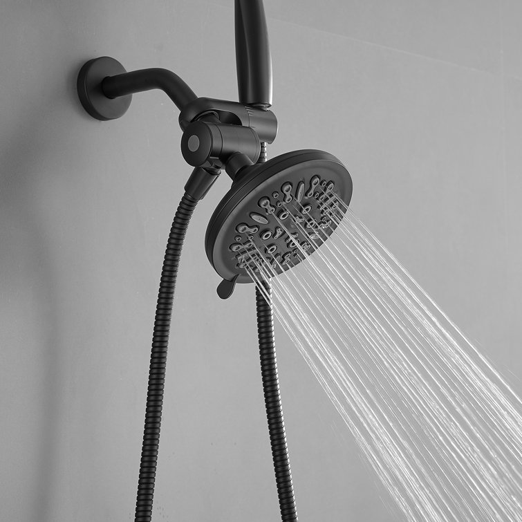 Matte Black Dual Head Wall Mounted Shower System with Stainless Steel Hose
