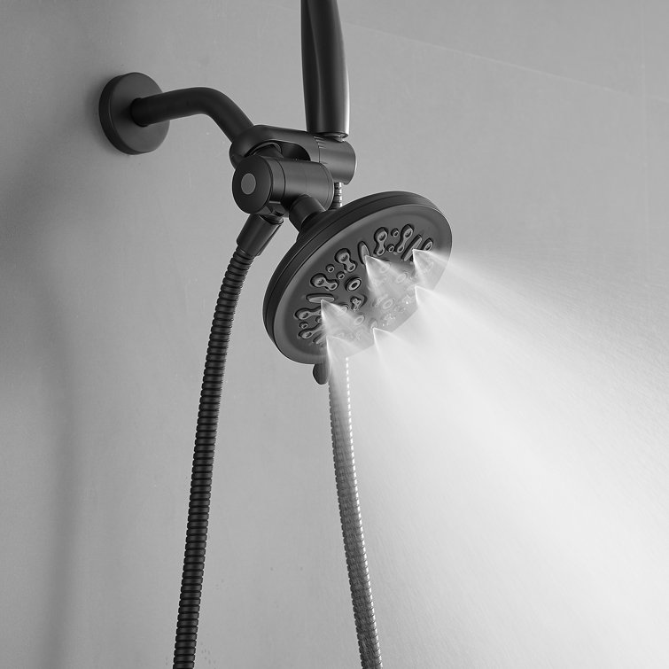 Matte Black Dual Head Wall Mounted Shower System with Stainless Steel Hose