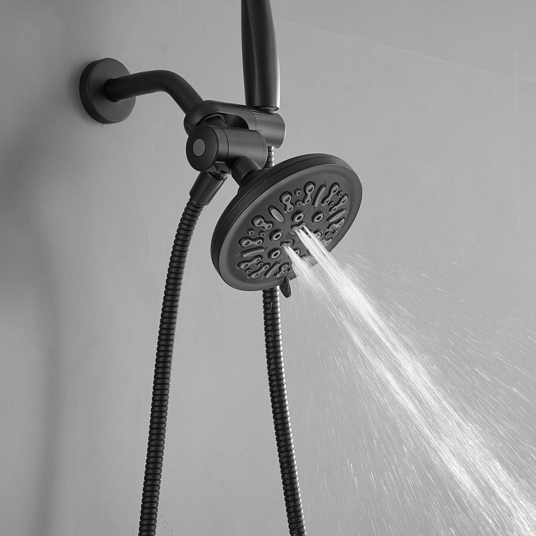 Matte Black Dual Head Wall Mounted Shower System with Stainless Steel Hose